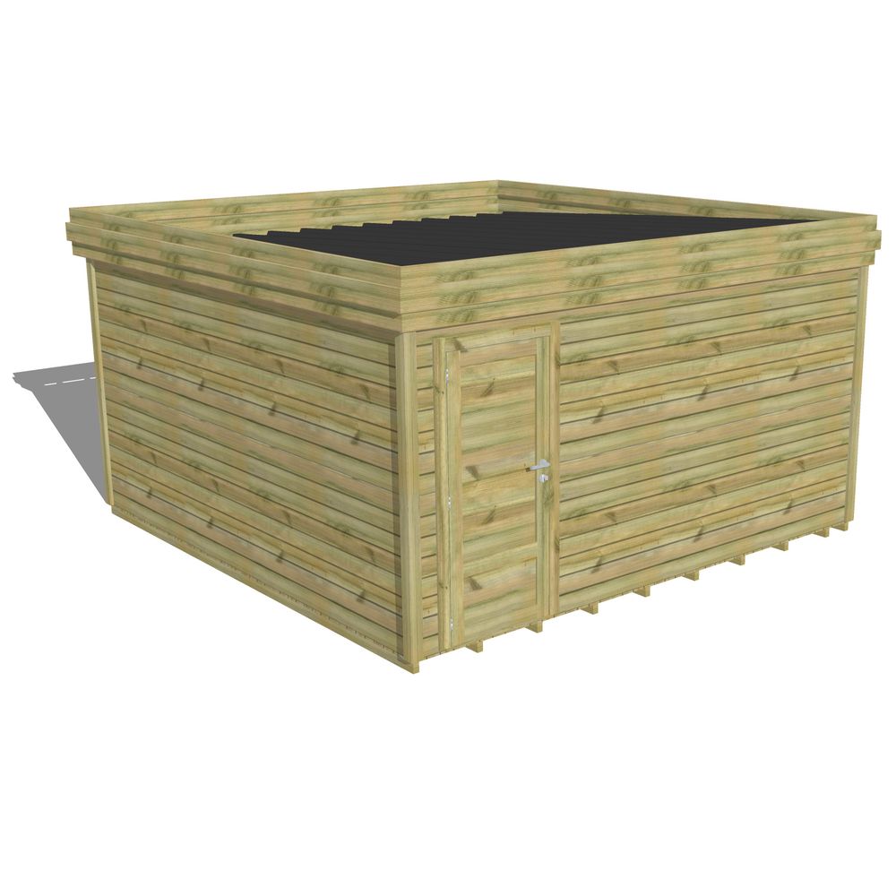 Abri de jardin bois pin traité autoclave 27mm - 4,34x4,34m / 19m2 - bac acier - plancher bois