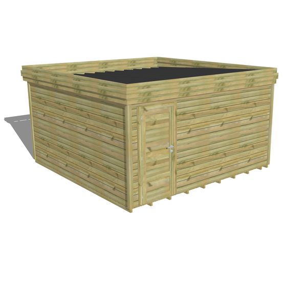 Abri de jardin bois pin traité autoclave 27mm - 4,34x4,34m / 19m2 - bac acier - plancher bois