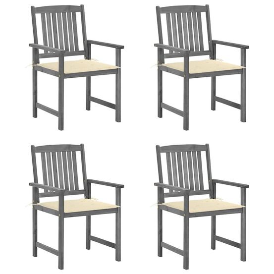 Chaises de jardin et coussins lot de 4 gris bois acacia massif