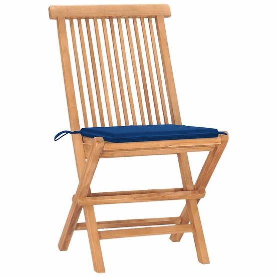 Ensemble à manger d'extérieur pliable avec coussin 3 pcs teck