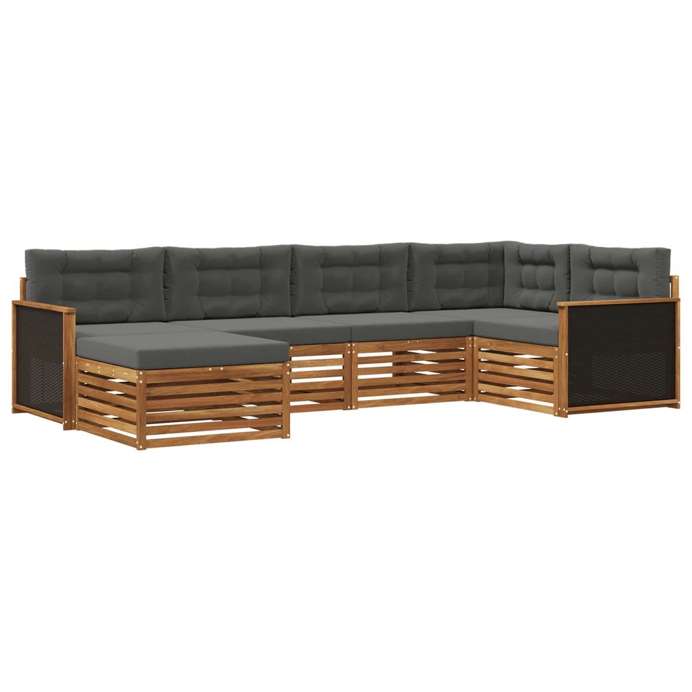 Ensemble de canapés d'extérieur 6 pc naturel et anthracite