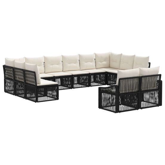 Ensemble de canapé de jardin 12 pc noir polyrotin
