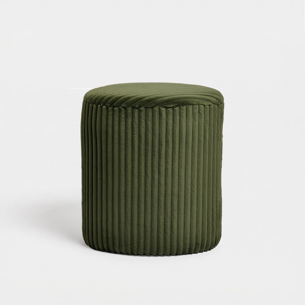 Emmy-pouf triangulaire en velours côtelé vert kaki