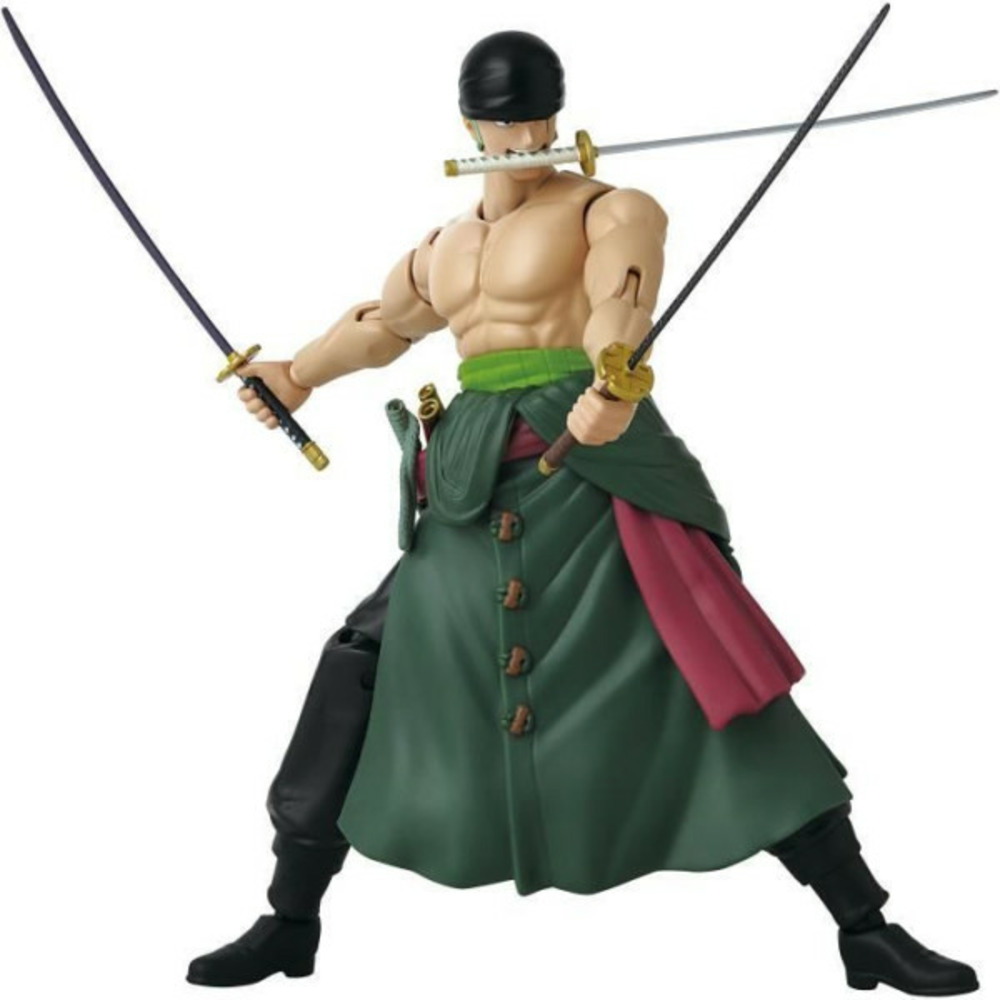Figurine anime heroes - bandai - one piece zoro style 3 épées 17 cm - 16 points d'articulation