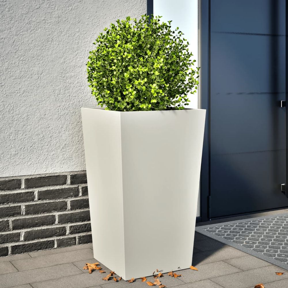 Jardinière haute carrée acier pour jardin terrasse balcon blanc 45x75cm