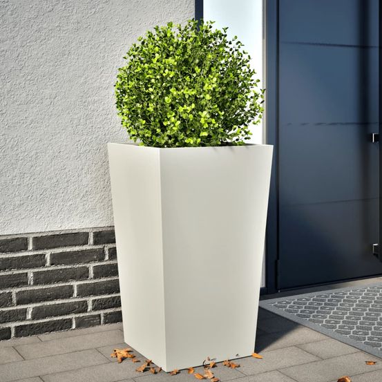 Jardinière haute carrée acier pour jardin terrasse balcon blanc 45x75cm