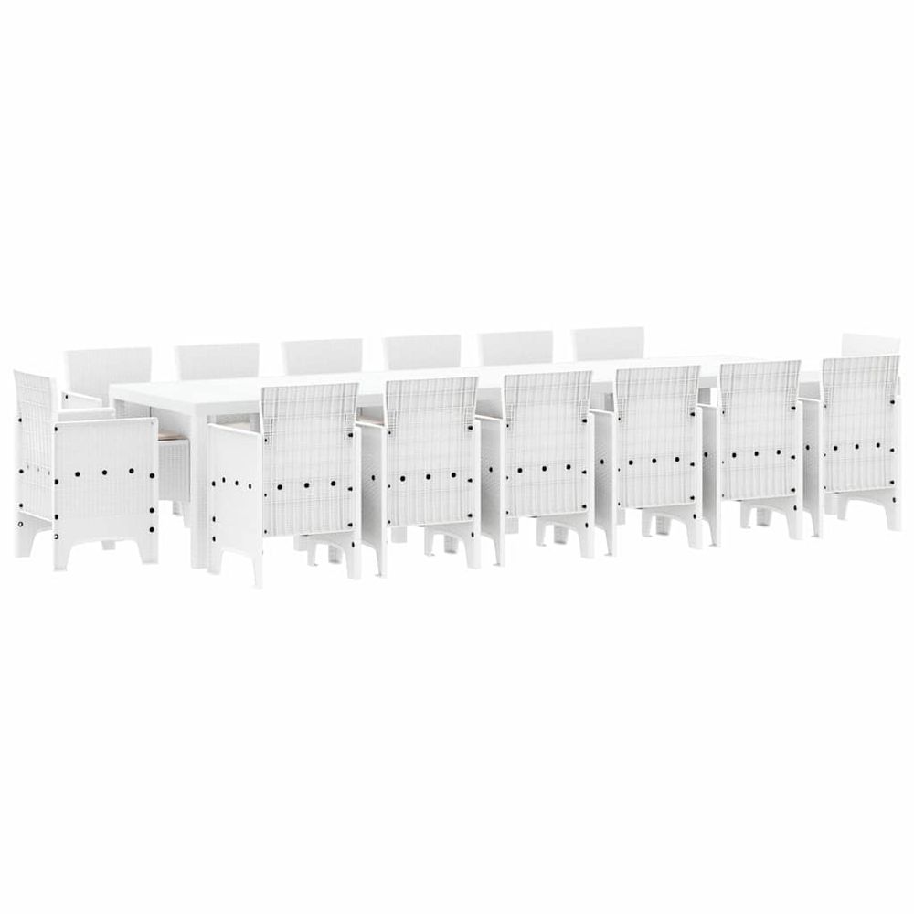 Ensemble de salle à manger pour jardin 15 pc blanc rattan polt