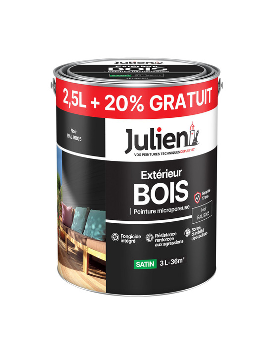 Peinture extérieure bois microporeuse 2.5l +20% gratuit - julien