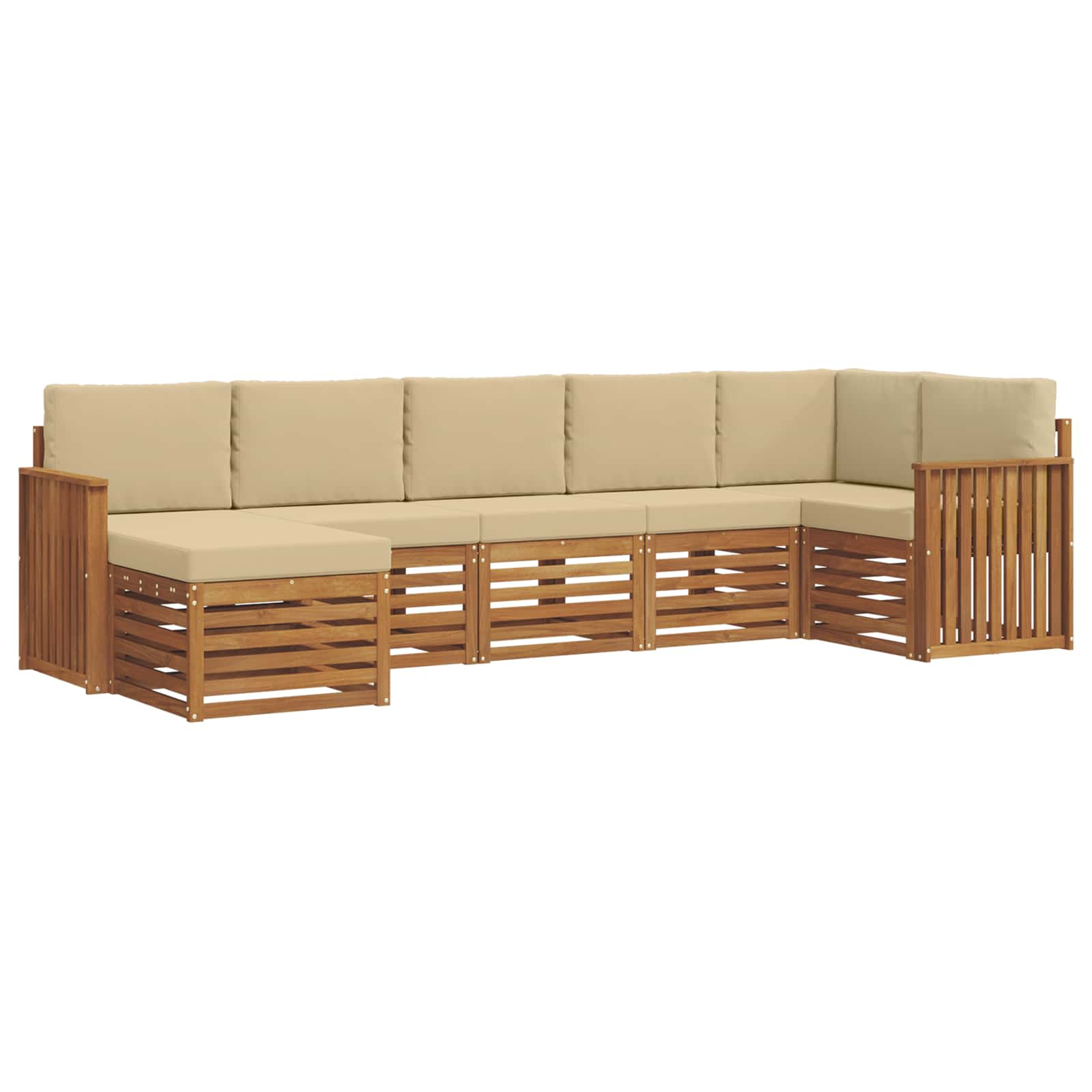 Ensemble de canapé d'angle avec coussin 7 pcs naturel et beige