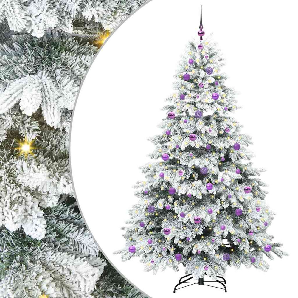 Sapin de noël artificiel avec 300 led blanc 210 cm pe et pvc