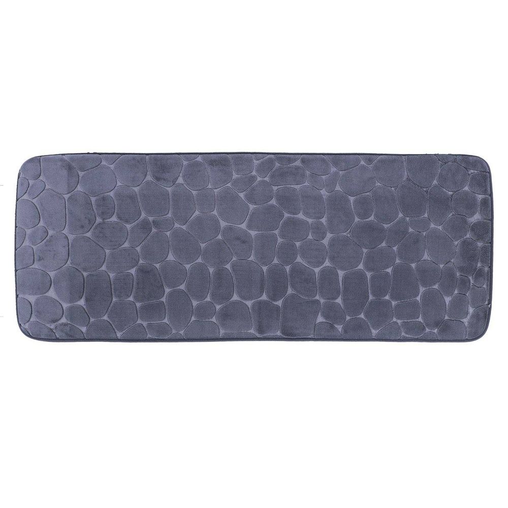 Tapis memoire de forme microfibre galet 45x120 cm - gris fonce
