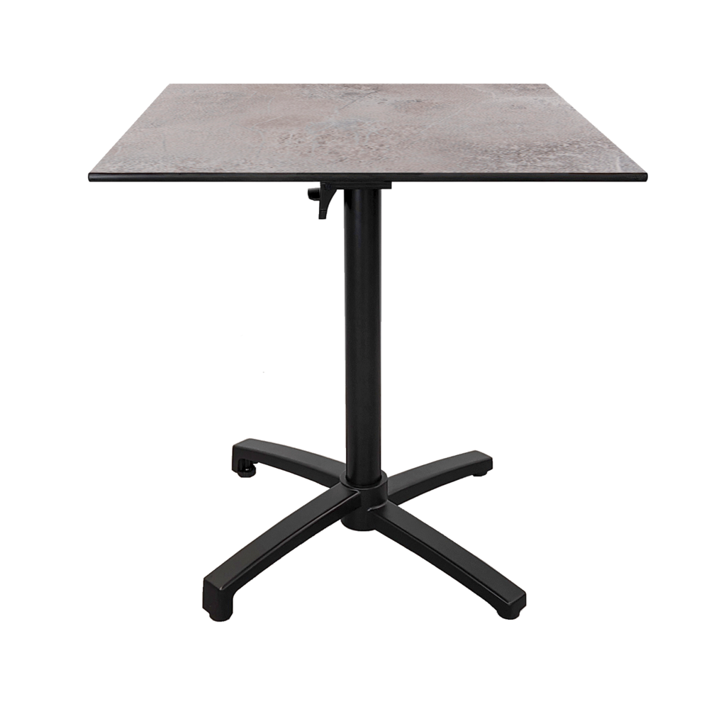 Table pliable pour terrasse en compact hpl décor gris pierre 70x70