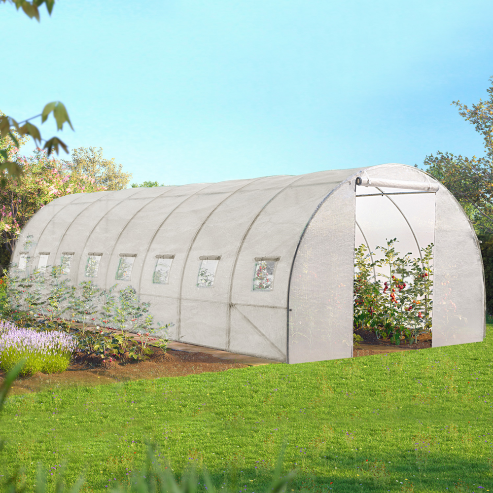 Serre tunnel de jardin 24m² blanche gamme maraîchère des andes 8x3m
