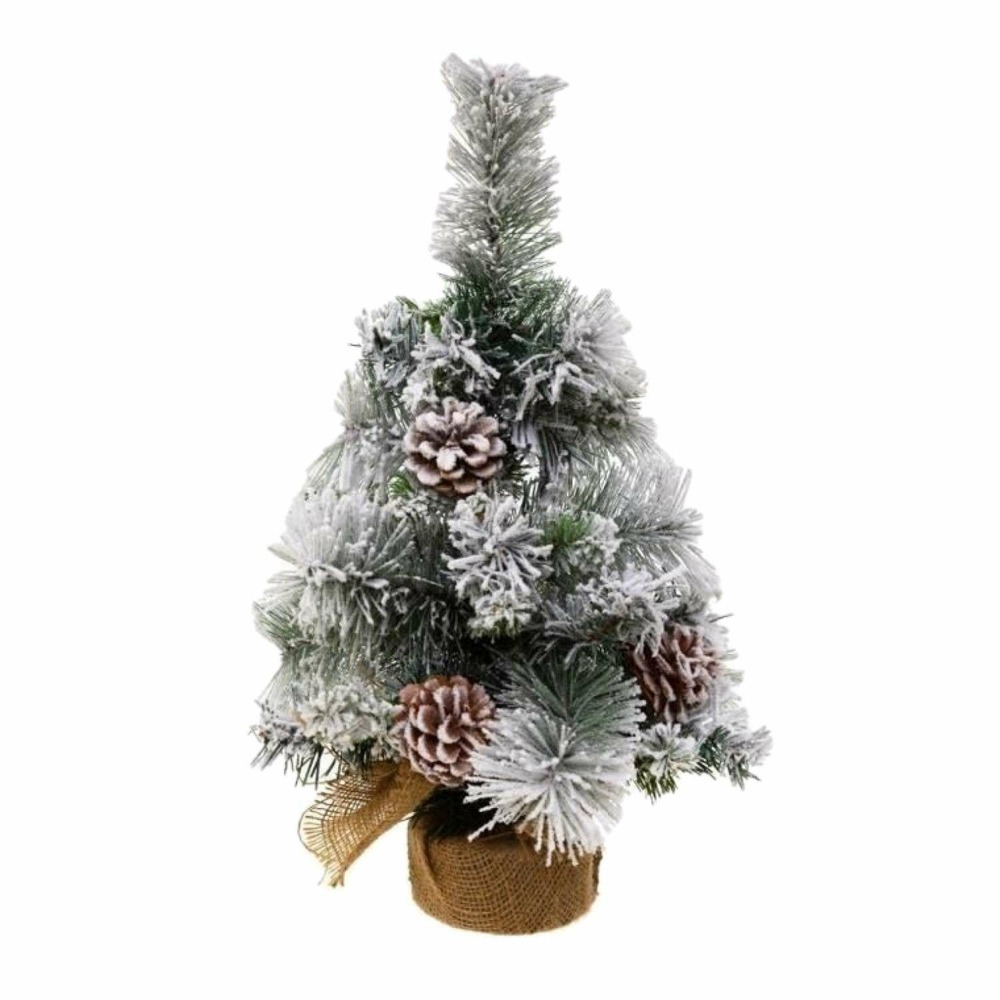 Sapin de noël artificiel floqué minnesota - h. 50 cm - blanc et vert