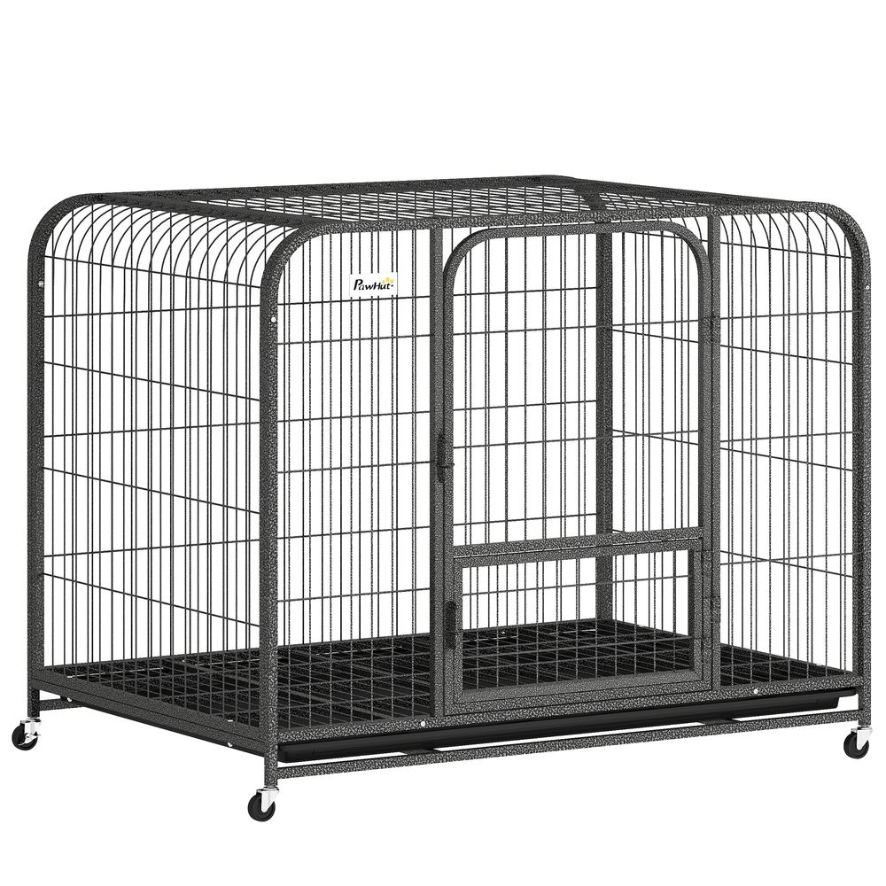 Cage pour chien acier noir 109 x 72 x 85 cm intérieur 3 portes plateau amovible roues