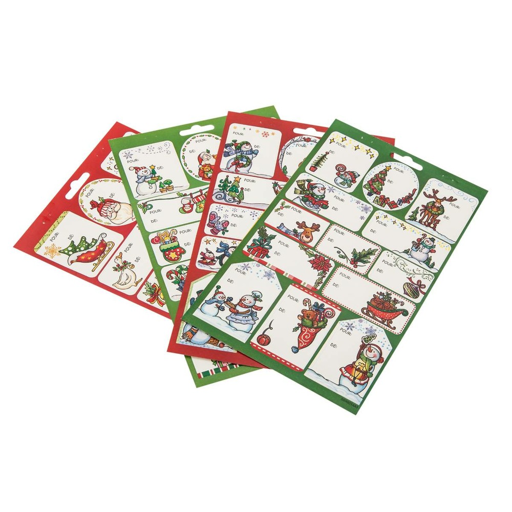 Planches de 48 ou 52 étiquettes cadeaux autocollantes