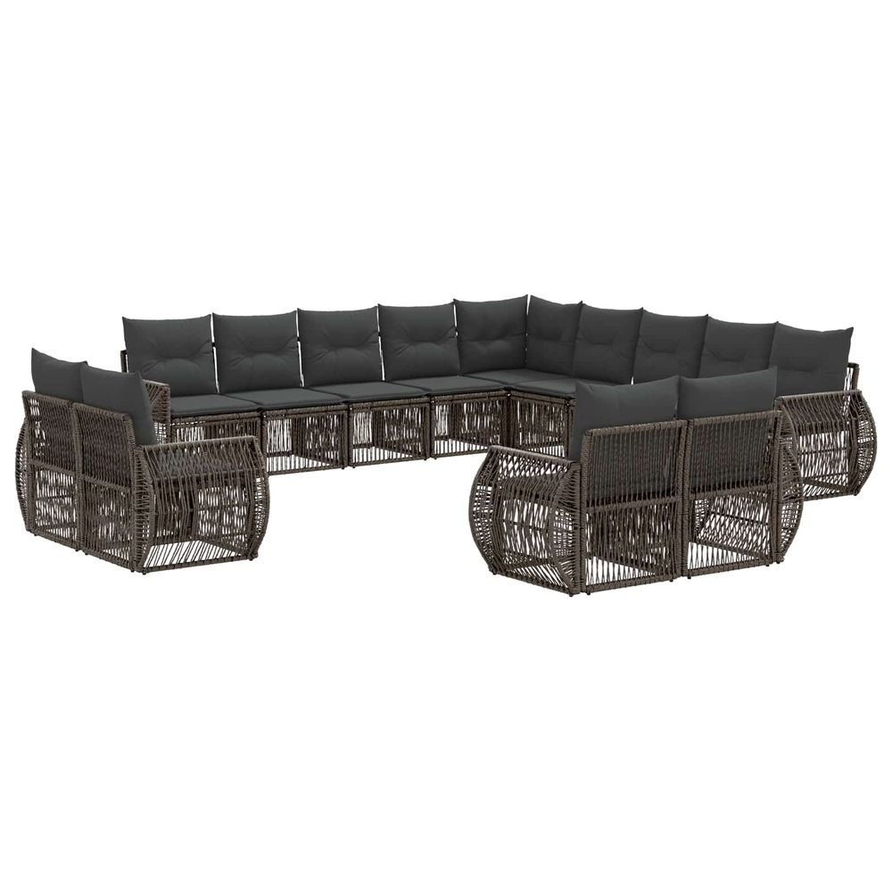 Ensemble de canapé de jardin 13 pc gris et gris foncé polyrotin
