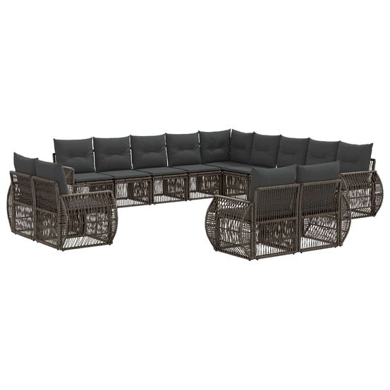 Ensemble de canapé de jardin 13 pc gris et gris foncé polyrotin