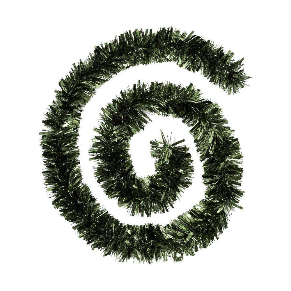 Guirlande de noël large 10 cm vert mixte brillant et mat longueur 2 mètres