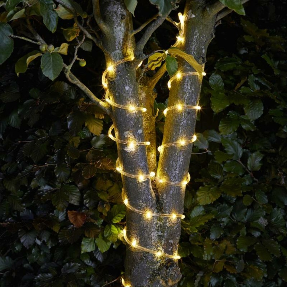 Guirlande solaire 100 leds tube souple transparent