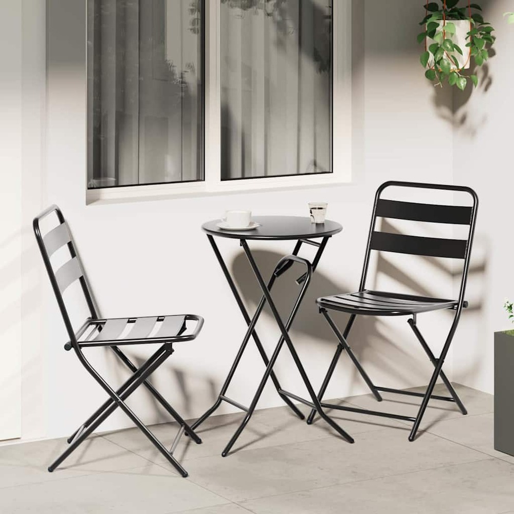 Ensemble bistro de jardin 3 pcs anthracite acier