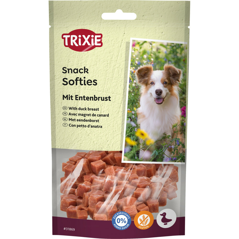 Friandise au canard sachet de 100 g premio duck softies pour chien