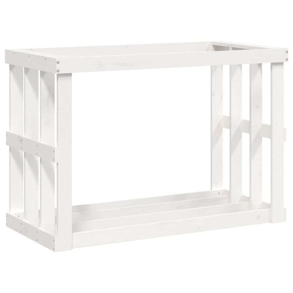 Porte-bûches d’extérieur blanc 108x52x74 cm bois massif de pin