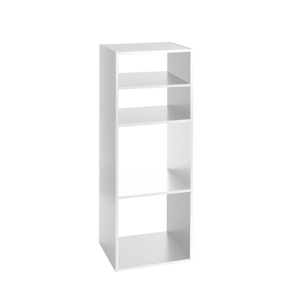 Meuble étagère 4 cases de rangement blanc h 100.5 cm
