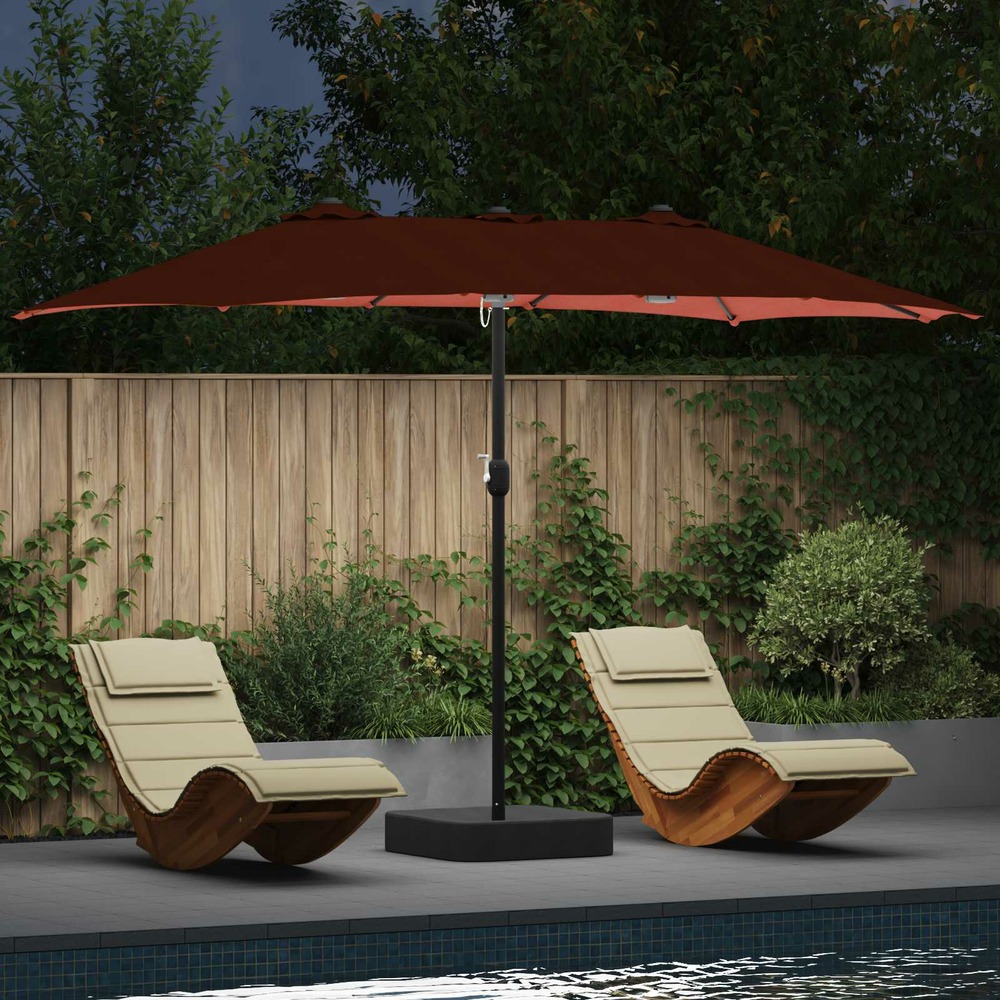 Parasol de jardin terre cuite 385 x 209 x 244 cm polyester