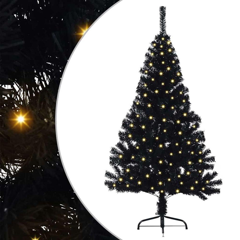 Sapin de noël artificiel pré-éclairé noir 150 cm pvc