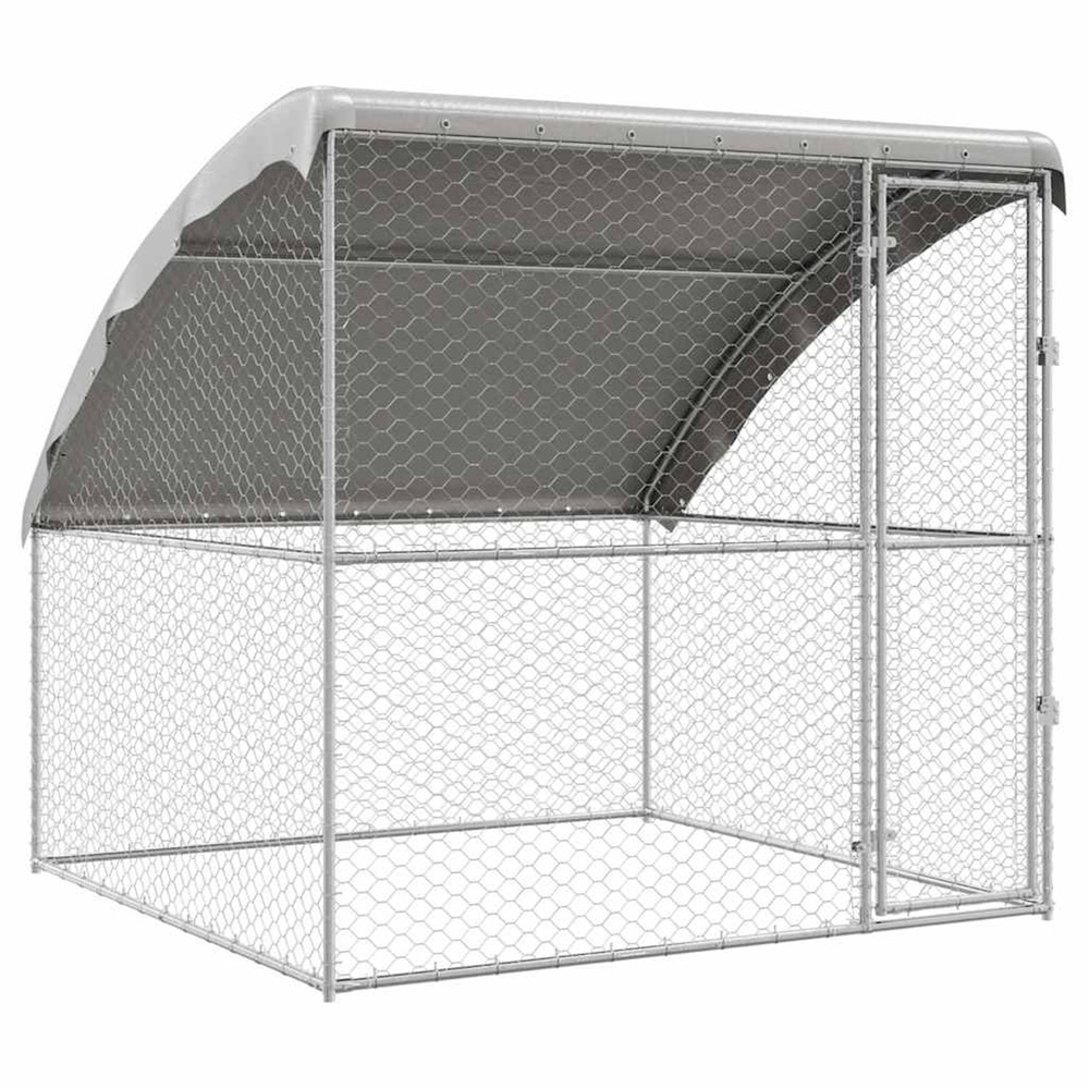 Kennel pour chiens avec stockage argenté 2 x 2 x 2 m acier