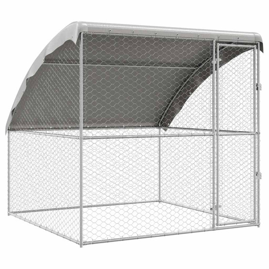 Kennel pour chiens argenté 2 x 2 x 2 m acier galvanisé