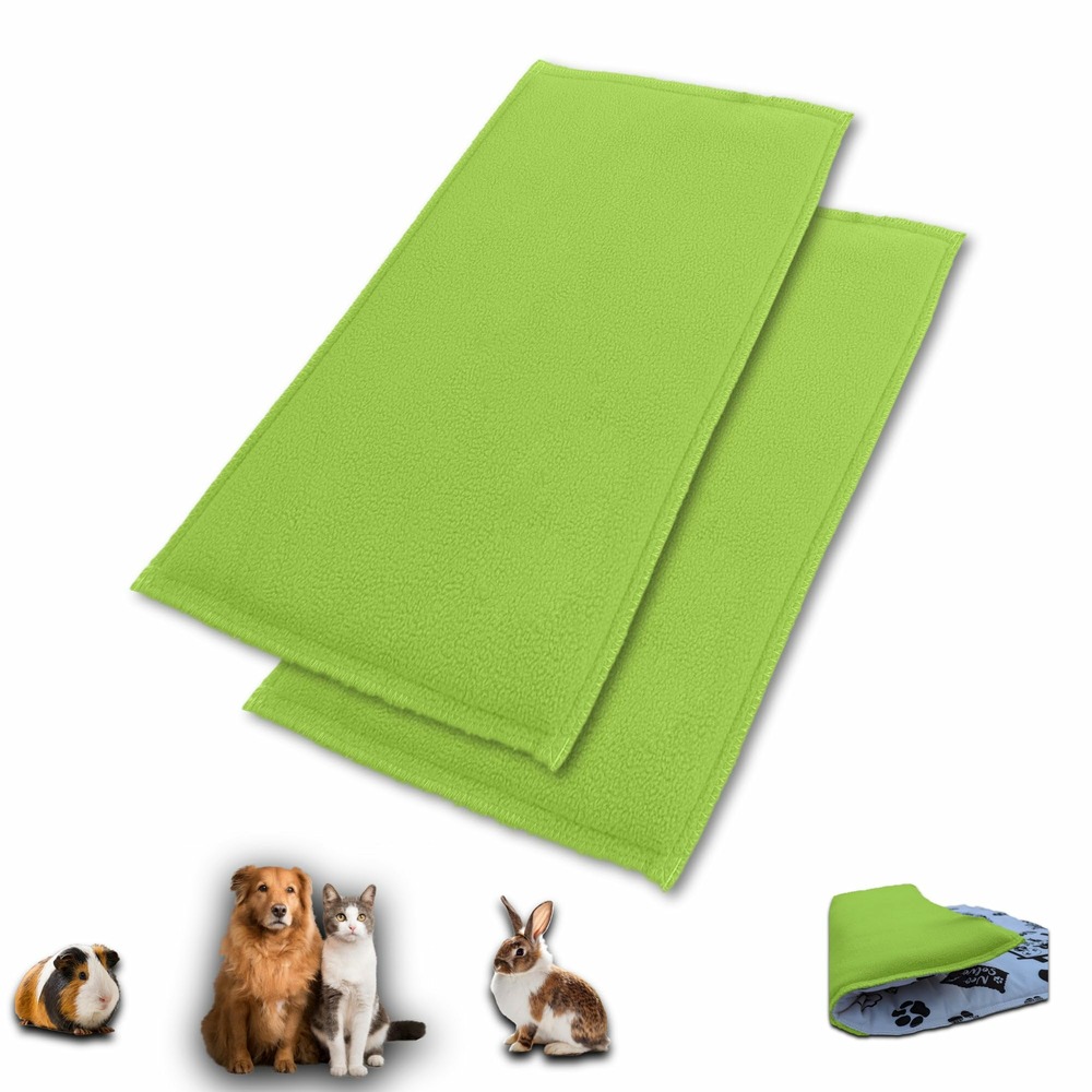 Lot de 2 - tapis pour cochon d'inde et lapin en polaire 105 x 70 cm - polaire absorbant, lavable en machine, economique