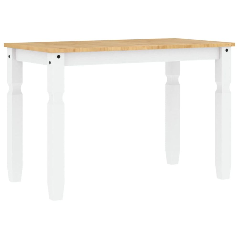 Table à manger corona blanc 112x60x75 cm bois massif de pin