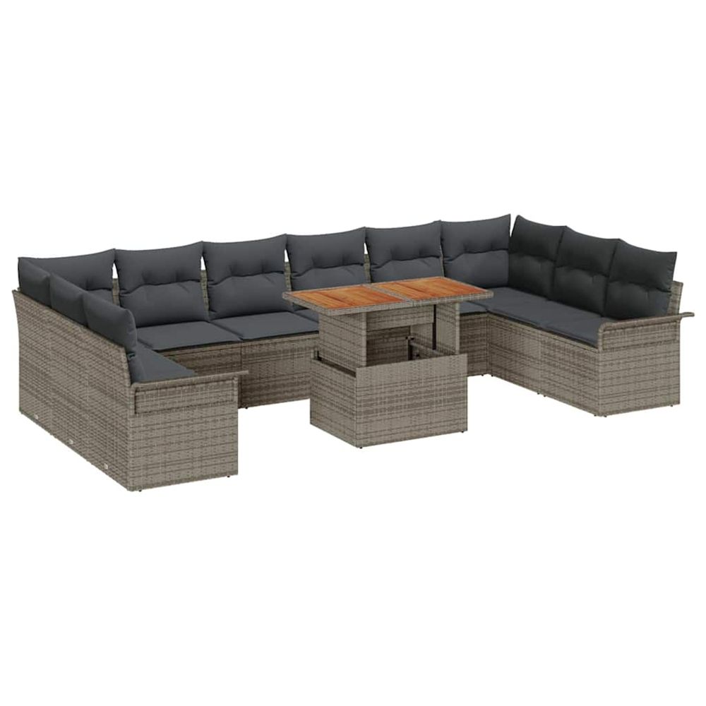 Ensemble de canapé de jardin 9 pc gris poly rotin