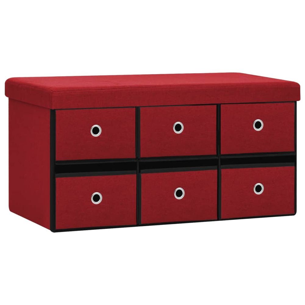 Banc de rangement pliable bordeaux 76x38x38 cm faux lin