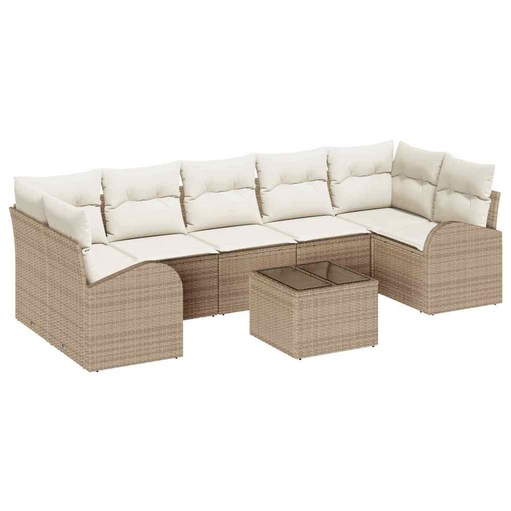 Ensemble de canapé de jardin avec coussin 8 pcs beige et crème