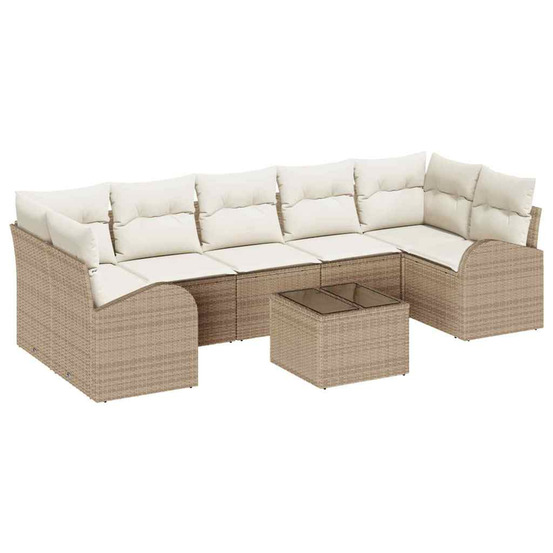 Ensemble de canapé de jardin avec coussin 8 pcs beige et crème