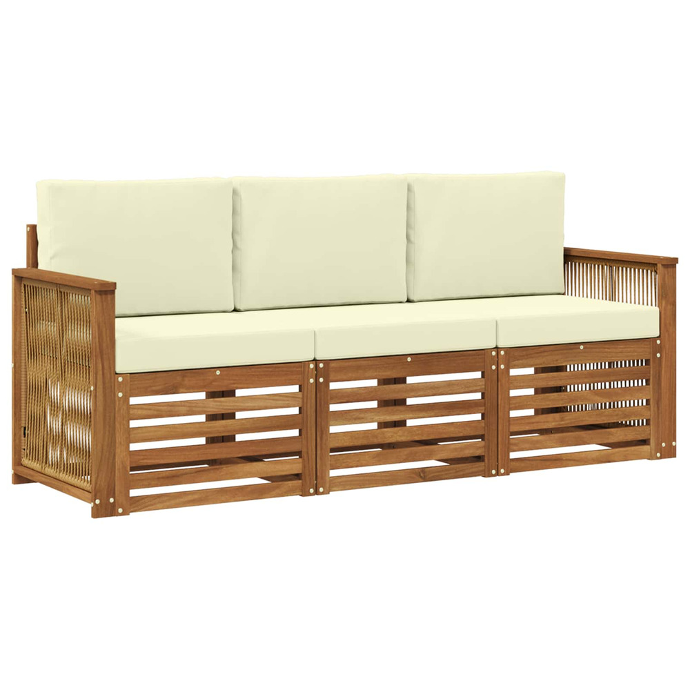 Ensembles de canapés avec coussin 3 pcs bois d'acacia massif