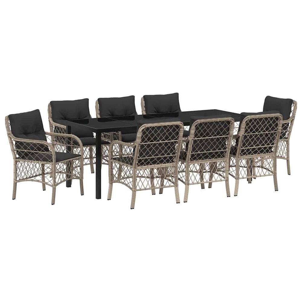 Ensemble de salle à manger pour jardin 9 pc gris clair