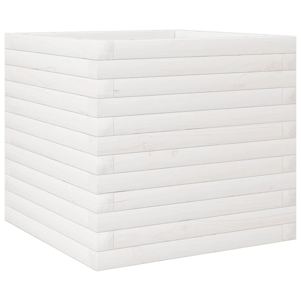 Jardinière blanc 50x50x45,5 cm bois de pin massif
