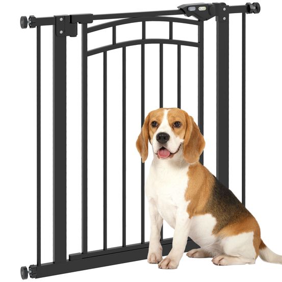 Barrière de sécurité acier pour escaliers fermeture automatique 74-80cm noir