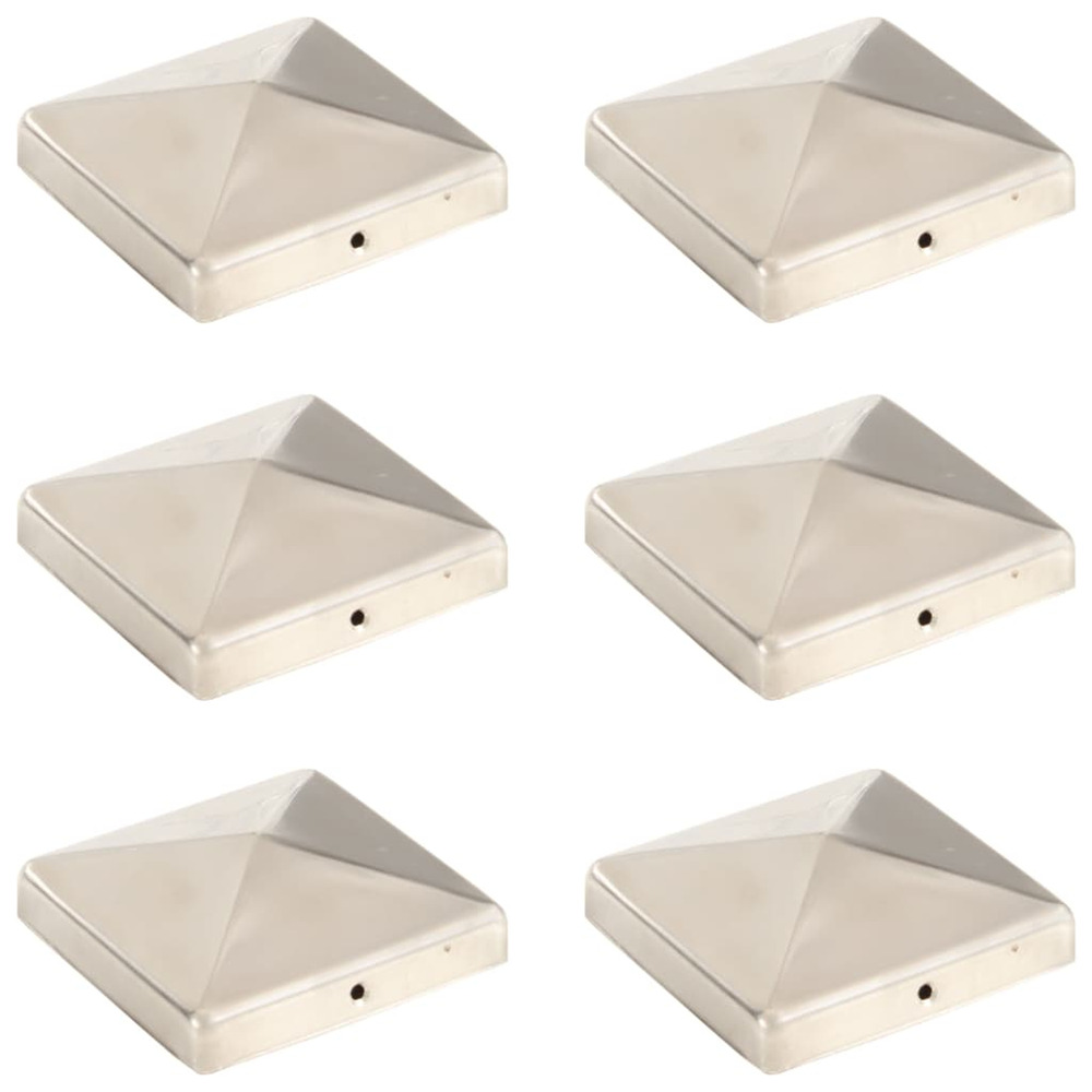 Bouchons de poteau de clôture pyramidaux 6 pcs inox 101x101 mm