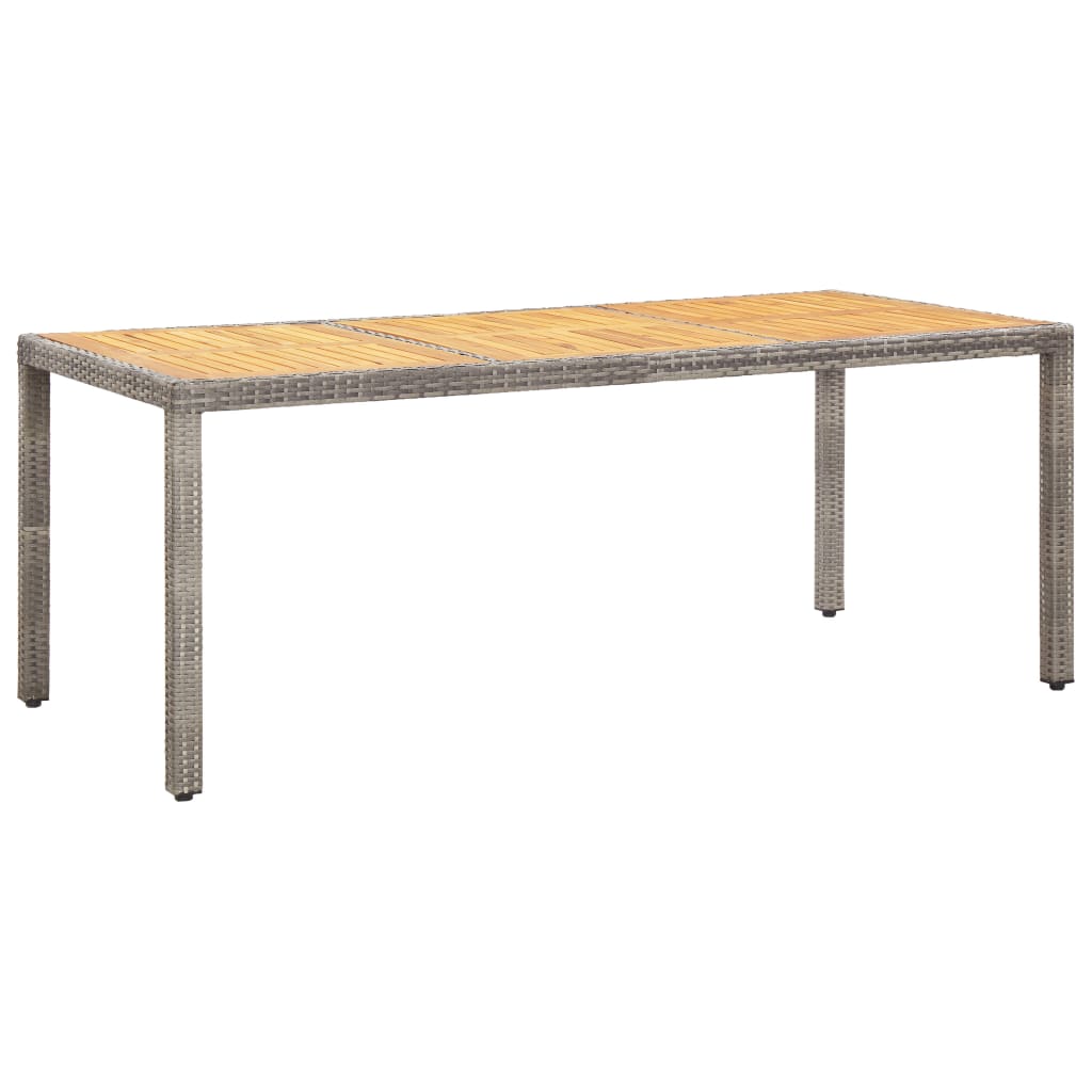 Table de jardin gris 190x90x75 cm résine tressée et acacia