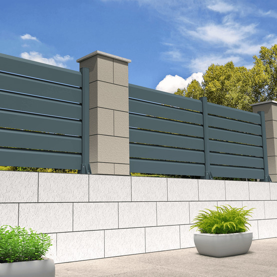 Clôture brise-vue 7 lames l 1911 x h 1022 mm (gris anthracite stucturé ral7016st)