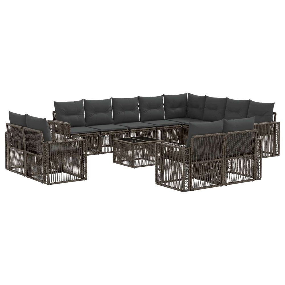 Ensemble de canapé de jardin 13 pc gris et gris foncé polyrotin