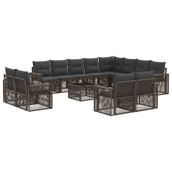 Ensemble de canapé de jardin 13 pc gris et gris foncé polyrotin