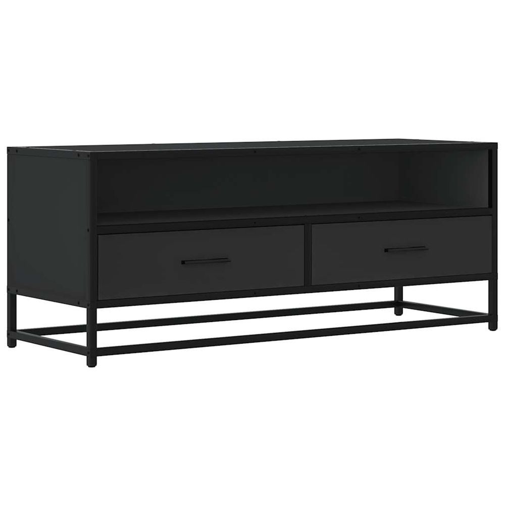 Meuble tv noir 100x34,5x40 cm bois d'ingénierie et métal