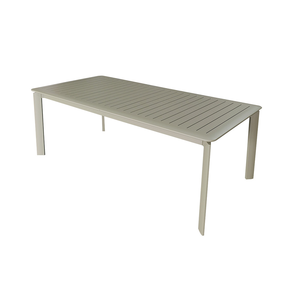 Table extensible de jardin 8/12p avec système papillon en aluminium kaki clair havana