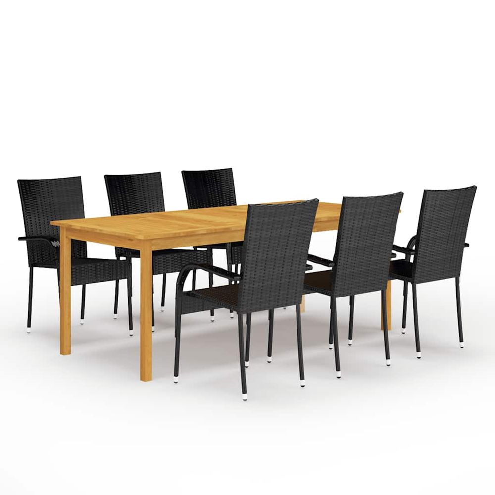 Ensemble à manger de jardin 7 pcs noir